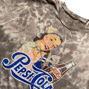 Retro Pepsi Men's Grey‎ Crew Neck Short Sleeve Tie Dye Graphic T-Shirt Size 2XL